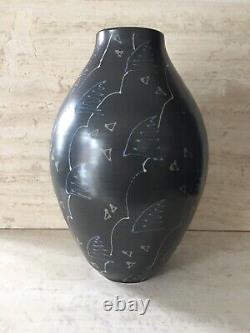 Vintage Studio Art Pottery Post Modern Grey Abstract Patinkin Vase