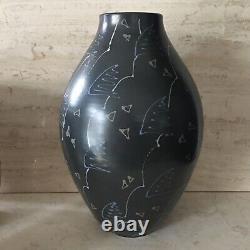Vintage Studio Art Pottery Post Modern Grey Abstract Patinkin Vase