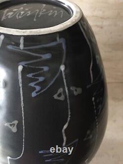 Vintage Studio Art Pottery Post Modern Grey Abstract Patinkin Vase