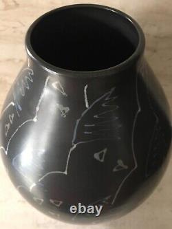 Vintage Studio Art Pottery Post Modern Grey Abstract Patinkin Vase