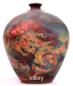 Vintage Studio Art Pottery Raku Signed Vase