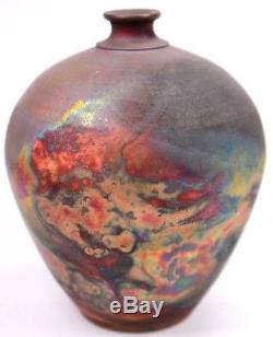 Vintage Studio Art Pottery Raku Signed Vase