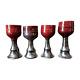 Vintage Studio Art Pottery Red Glazed Wine Chalices Cups, Signed Gerry Williams