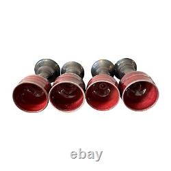 Vintage Studio Art Pottery Red Glazed Wine Chalices Cups, Signed Gerry Williams