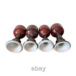 Vintage Studio Art Pottery Red Glazed Wine Chalices Cups, Signed Gerry Williams