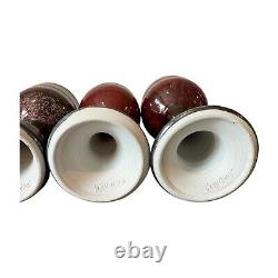 Vintage Studio Art Pottery Red Glazed Wine Chalices Cups, Signed Gerry Williams
