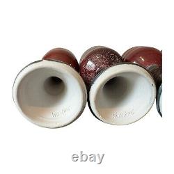 Vintage Studio Art Pottery Red Glazed Wine Chalices Cups, Signed Gerry Williams