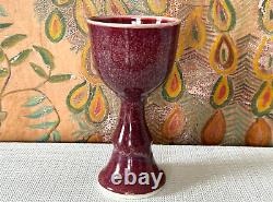 Vintage Studio Art Pottery Red Purple Glazed Chalice Cup, Signed Gerry Williams