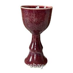 Vintage Studio Art Pottery Red Purple Glazed Chalice Cup, Signed Gerry Williams