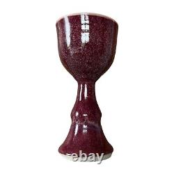 Vintage Studio Art Pottery Red Purple Glazed Chalice Cup, Signed Gerry Williams