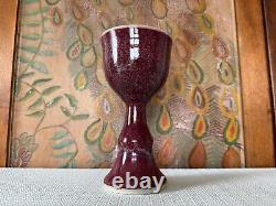 Vintage Studio Art Pottery Red Purple Glazed Chalice Cup, Signed Gerry Williams
