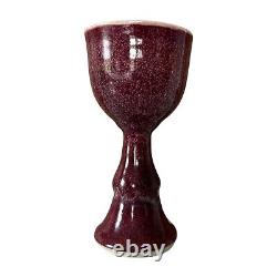 Vintage Studio Art Pottery Red Purple Glazed Chalice Cup, Signed Gerry Williams