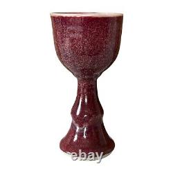 Vintage Studio Art Pottery Red Purple Glazed Chalice Cup, Signed Gerry Williams