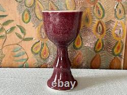 Vintage Studio Art Pottery Red Purple Glazed Chalice Cup, Signed Gerry Williams