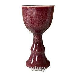 Vintage Studio Art Pottery Red Purple Glazed Chalice Cup, Signed Gerry Williams
