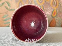 Vintage Studio Art Pottery Red Purple Glazed Chalice Cup, Signed Gerry Williams