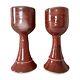 Vintage Studio Art Pottery Red Wine Chalice Glasses Signed Gerry Williams (2)