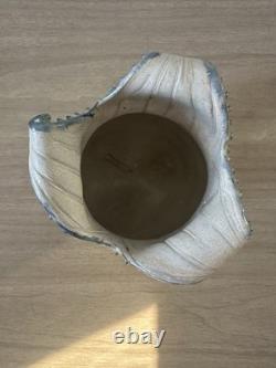 Vintage Studio Art Pottery. Sculptural Vessel. Organic Form. Wavy Rim. Textured