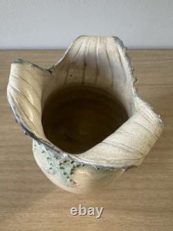 Vintage Studio Art Pottery. Sculptural Vessel. Organic Form. Wavy Rim. Textured