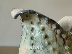 Vintage Studio Art Pottery. Sculptural Vessel. Organic Form. Wavy Rim. Textured