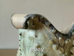 Vintage Studio Art Pottery. Sculptural Vessel. Organic Form. Wavy Rim. Textured