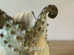 Vintage Studio Art Pottery. Sculptural Vessel. Organic Form. Wavy Rim. Textured