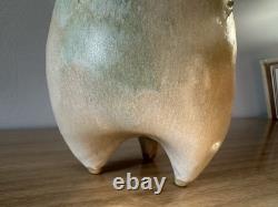 Vintage Studio Art Pottery. Sculptural Vessel. Organic Form. Wavy Rim. Textured