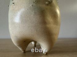 Vintage Studio Art Pottery. Sculptural Vessel. Organic Form. Wavy Rim. Textured