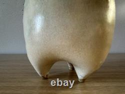 Vintage Studio Art Pottery. Sculptural Vessel. Organic Form. Wavy Rim. Textured