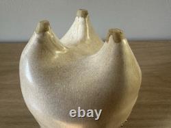 Vintage Studio Art Pottery. Sculptural Vessel. Organic Form. Wavy Rim. Textured