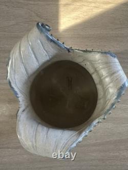 Vintage Studio Art Pottery. Sculptural Vessel. Organic Form. Wavy Rim. Textured