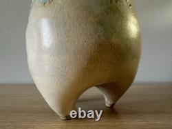 Vintage Studio Art Pottery. Sculptural Vessel. Organic Form. Wavy Rim. Textured