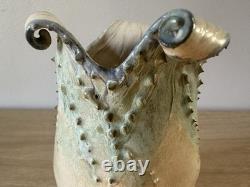 Vintage Studio Art Pottery. Sculptural Vessel. Organic Form. Wavy Rim. Textured