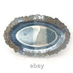 Vintage Studio Art Pottery Stoneware Platter w Bowl Drip Glaze Signed