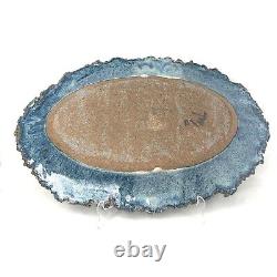 Vintage Studio Art Pottery Stoneware Platter w Bowl Drip Glaze Signed