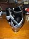 Vintage Studio Art Pottery Vase Black&Silver Crystalline Glaze Hand Thrown7.25