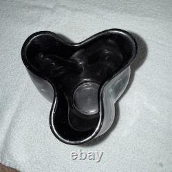 Vintage Studio Art Pottery Vase Black&Silver Crystalline Glaze Hand Thrown7.25