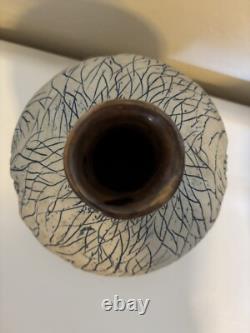 Vintage Studio Art Pottery Vase Blue- Please see Description
