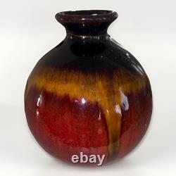 Vintage Studio Art Pottery Vase, Drip Glaze & Crackle Finish, Mid-Century Modern