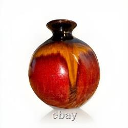 Vintage Studio Art Pottery Vase, Drip Glaze & Crackle Finish, Mid-Century Modern