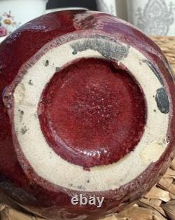 Vintage Studio Art Pottery Vase, Drip Glaze & Crackle Finish, Mid-Century Modern