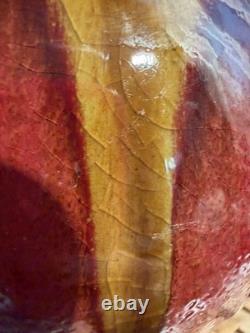 Vintage Studio Art Pottery Vase, Drip Glaze & Crackle Finish, Mid-Century Modern