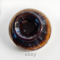 Vintage Studio Art Pottery Vase, Drip Glaze & Crackle Finish, Mid-Century Modern