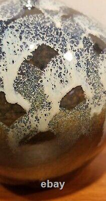 Vintage Studio Art Pottery Weed Pot Glazed Blue Black White Green 8.75 T