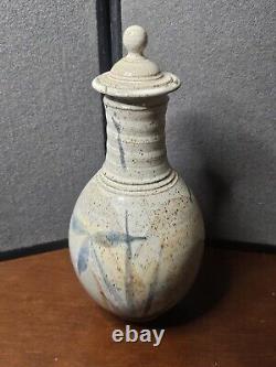 Vintage Studio Art Pottery Wine Water Oil Decanter Carafe With Lid Signed TAHE