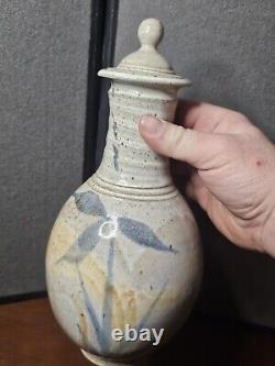 Vintage Studio Art Pottery Wine Water Oil Decanter Carafe With Lid Signed TAHE
