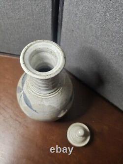 Vintage Studio Art Pottery Wine Water Oil Decanter Carafe With Lid Signed TAHE