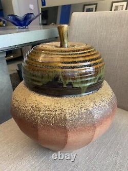 Vintage Studio Art Pottery Wood Fired Vase Urn Signed