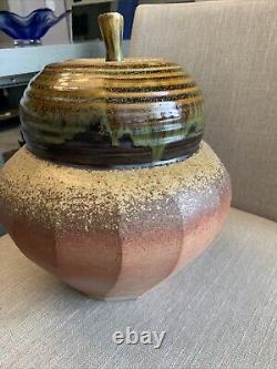 Vintage Studio Art Pottery Wood Fired Vase Urn Signed