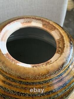 Vintage Studio Art Pottery Wood Fired Vase Urn Signed